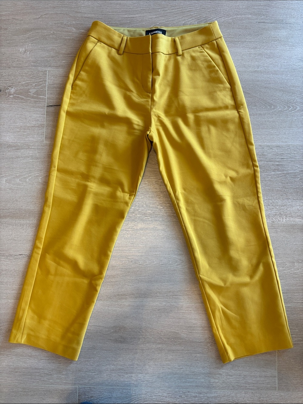 Express Women's Cropped Tailored Pants in Mustard Yellow